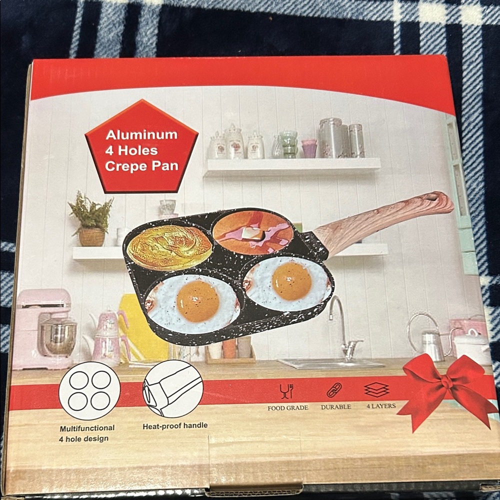 Aluminum 4-Hole Crepe Pan with Heat-Proof Handle nib